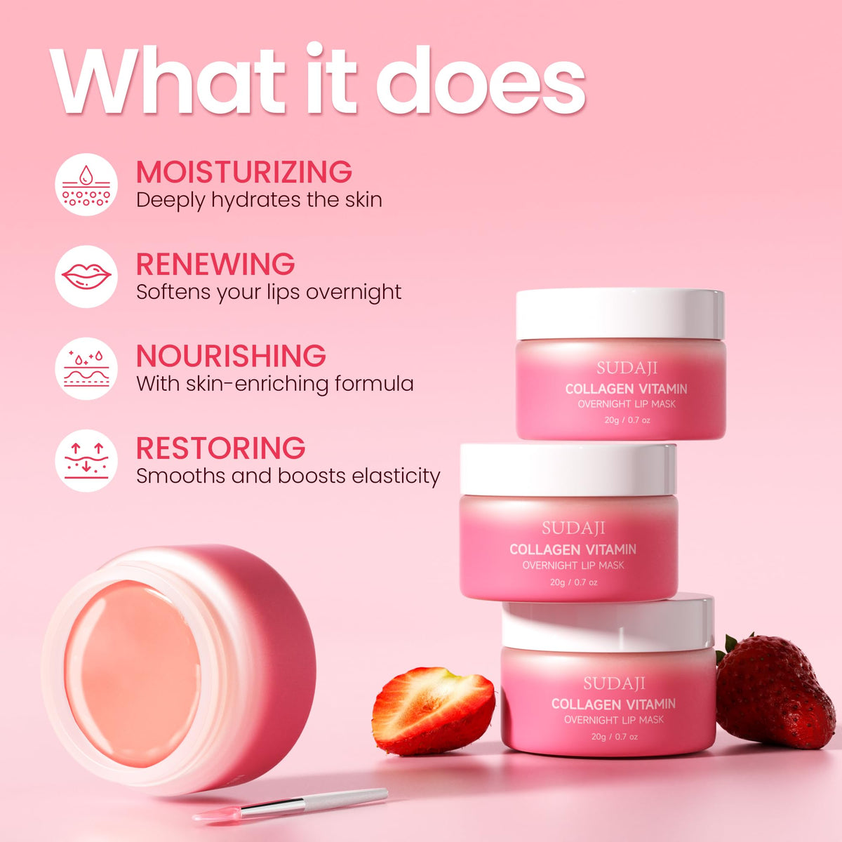 SUDAJI packaging flatlay with jar and box, emphasizes complete set and scent