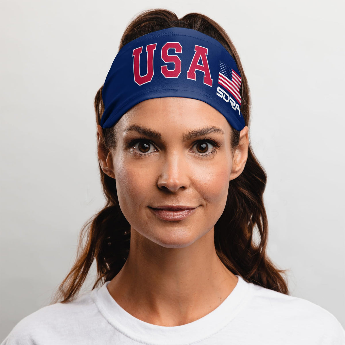 Suddora headband worn by runner demonstrating secure non-slip hold