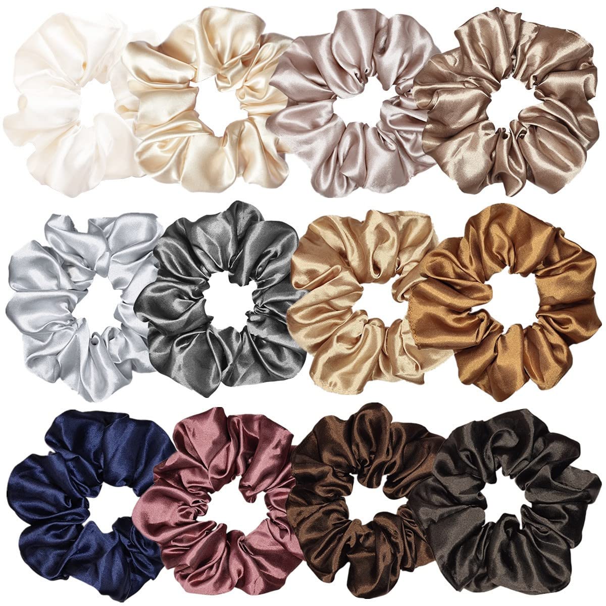 Sufermoe scrunchies front pack displaying twelve colors and neat presentation