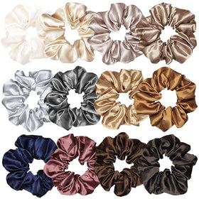 Sufermoe scrunchies front pack displaying twelve colors and neat presentation