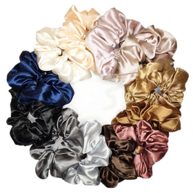 Sufermoe scrunchie securing a ponytail to demonstrate firm hold and reduced creasing