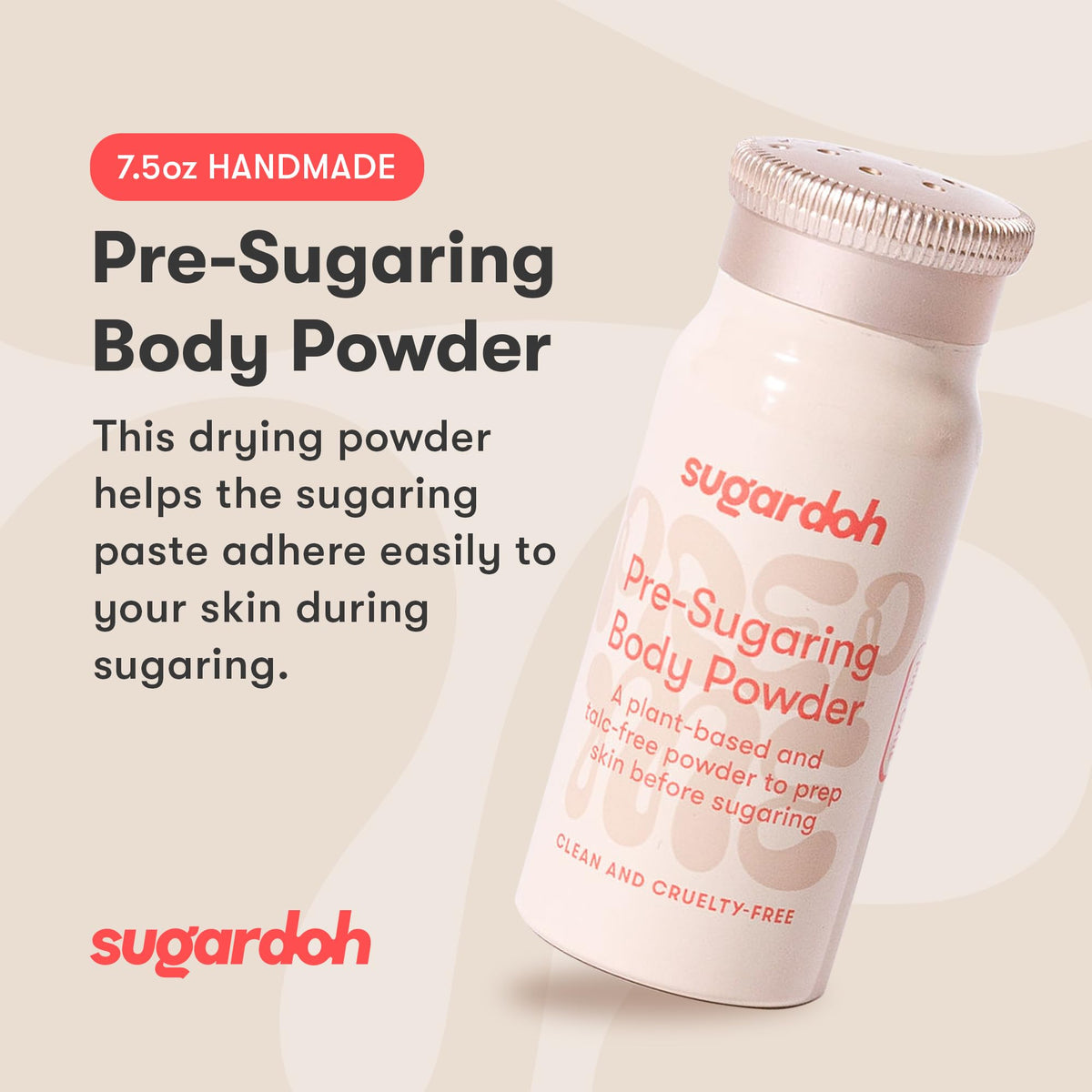 SUGARDOH powder texture close-up highlighting fine blend for absorption