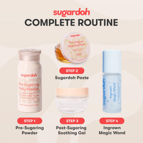 SUGARDOH jar included in a professional sugaring kit scene for salon use