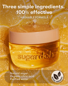 SUGARDOH jar in hand showing compact size and travel benefit