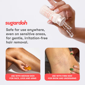 SUGARDOH jar beside ruler showing compact 0.75 oz travel-ready size