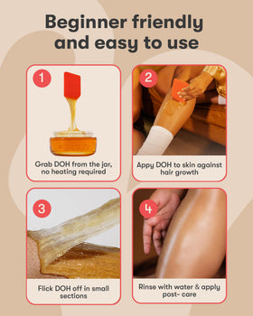 SUGARDOH underarm application showing safe no-heat use and reduced irritation