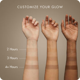 SUGARED + BRONZED with tanning mitt showing even blending and streak-free finish