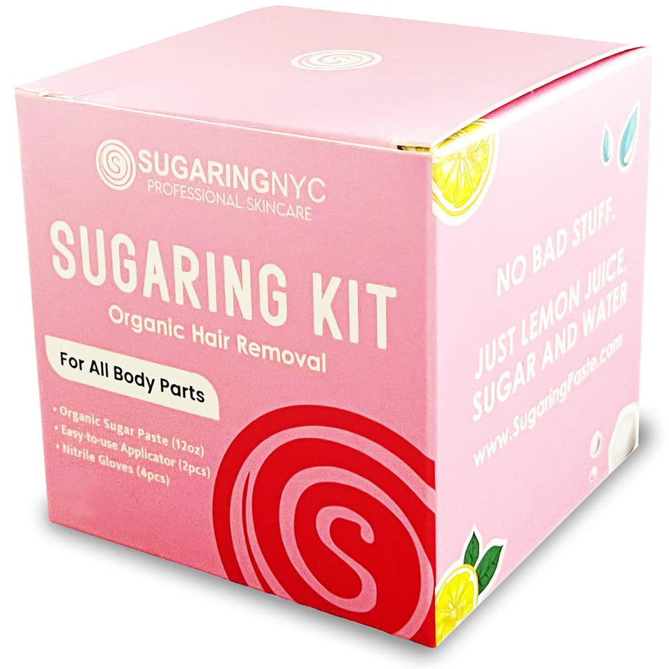 Sugaring front packaging showing brand and kit benefits for clean at-home use