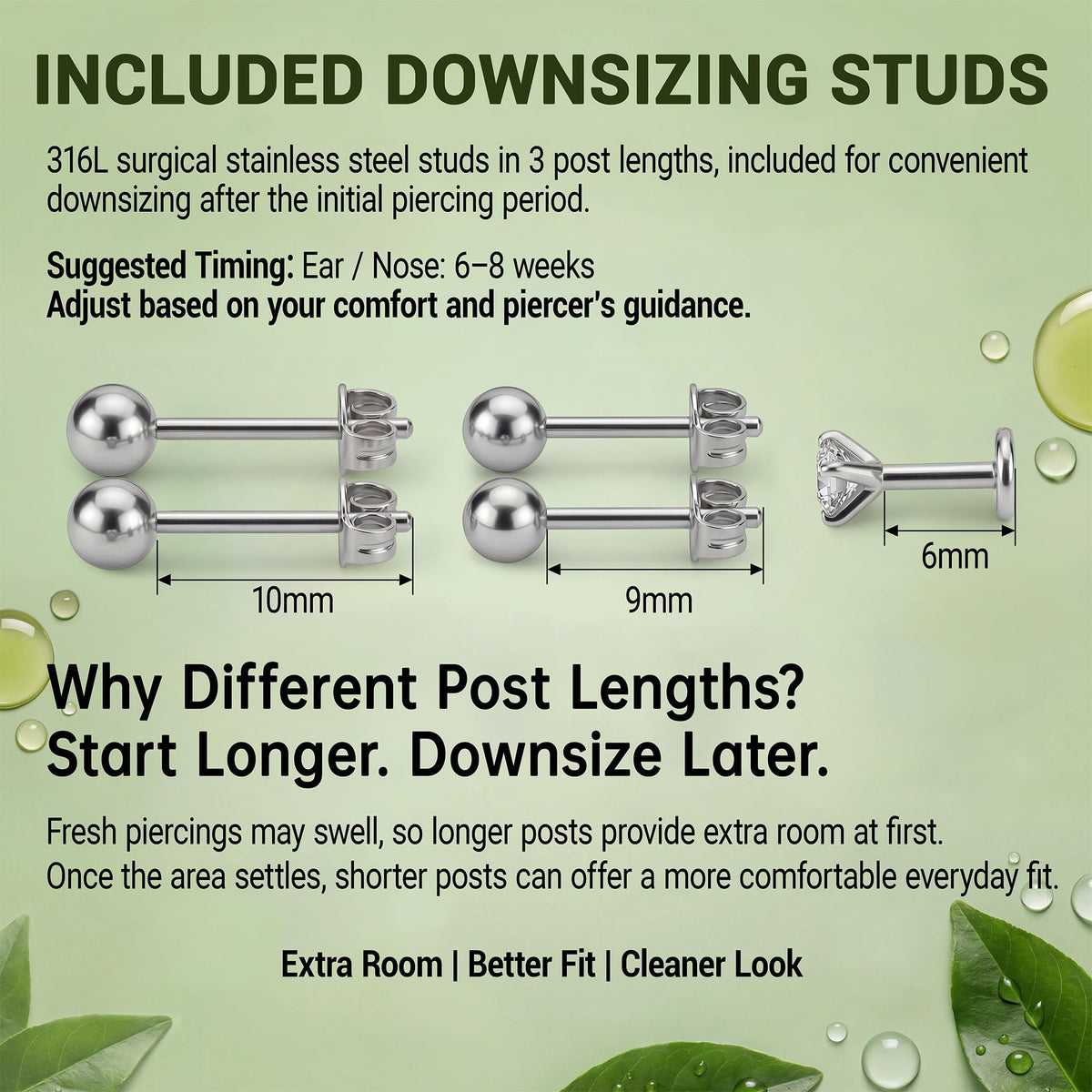 SugarTang downsizing studs laid out for easy jewellery transition