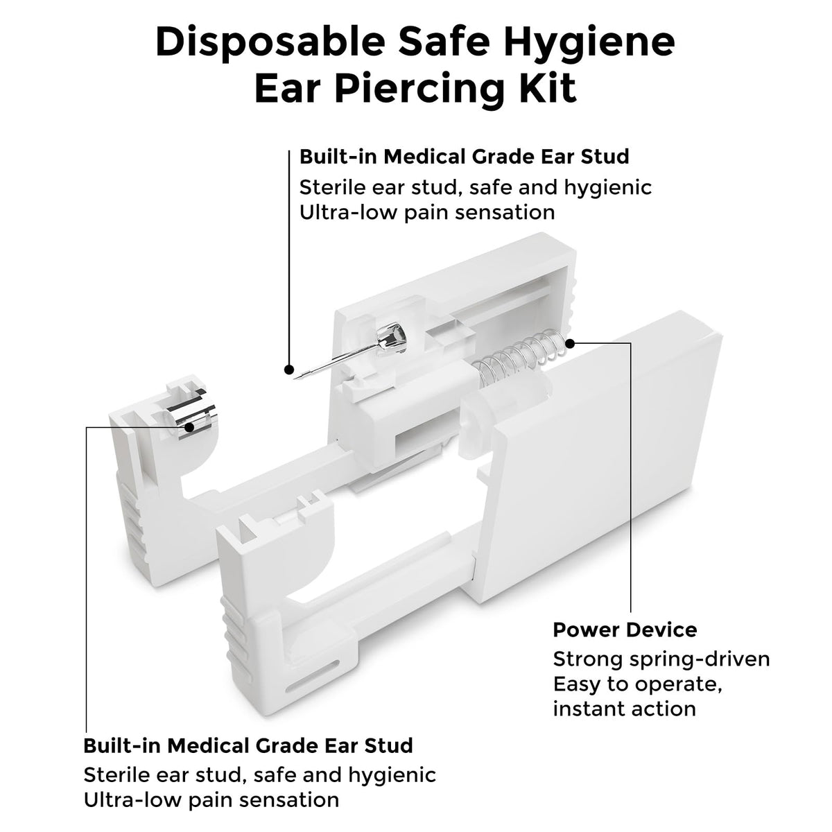 SugarTang side profile of disposable piercing gun displaying single-use design and safety