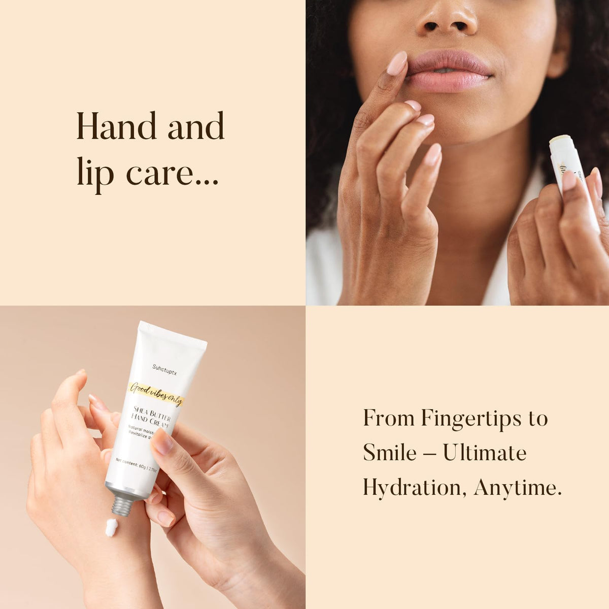 Suhctuptx lotion and hand cream texture on skin, fast-absorbing hydration
