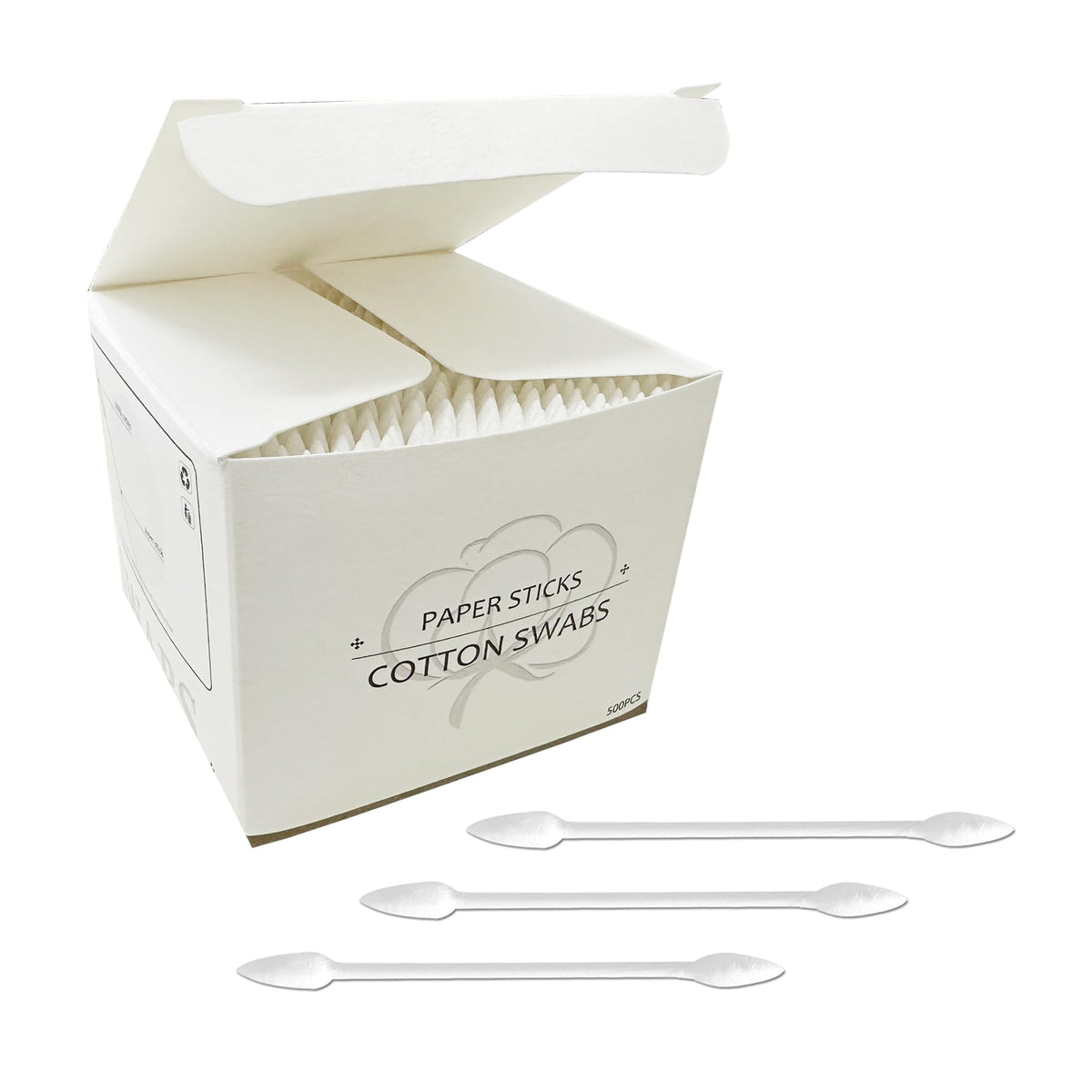 SUIZWMOU front packaging showing 1000 pointed tip swabs and compact storage benefit