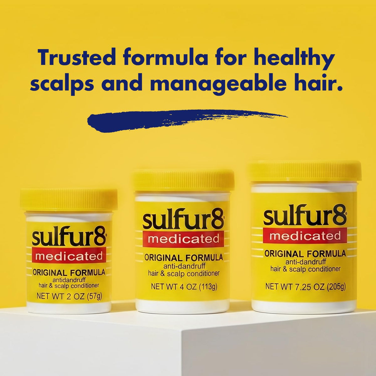 SULFUR8 on bathroom shelf lifestyle shot promoting daily scalp comfort