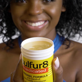 SULFUR8 paired with shampoo showing a complete scalp care routine