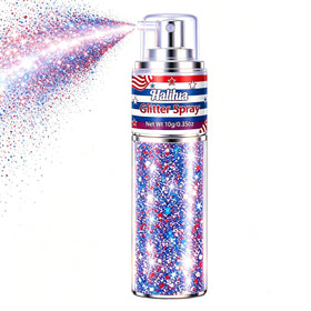 Sulily front packaging showing patriotic glitter spray for easy party application