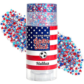 Sulily front packaging glitter stick showing patriotic colors and portability