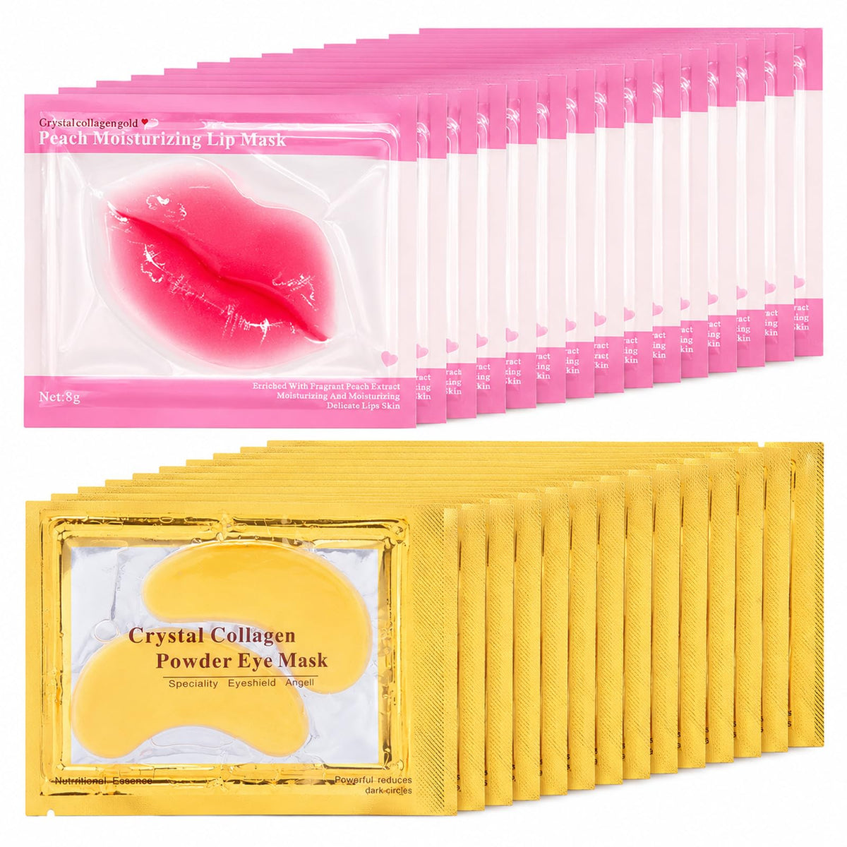 Sulily front packaging showing the 30-piece gold eye and lip mask set for gifting