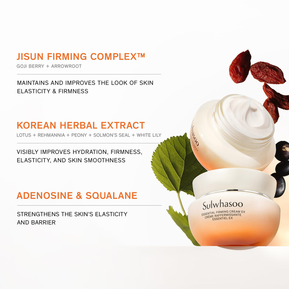 Sulwhasoo cream on fingers being applied to skin for visible moisturizing effect