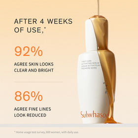 Sulwhasoo serum dropper dispensing a clear drop into palm demonstrating controlled application