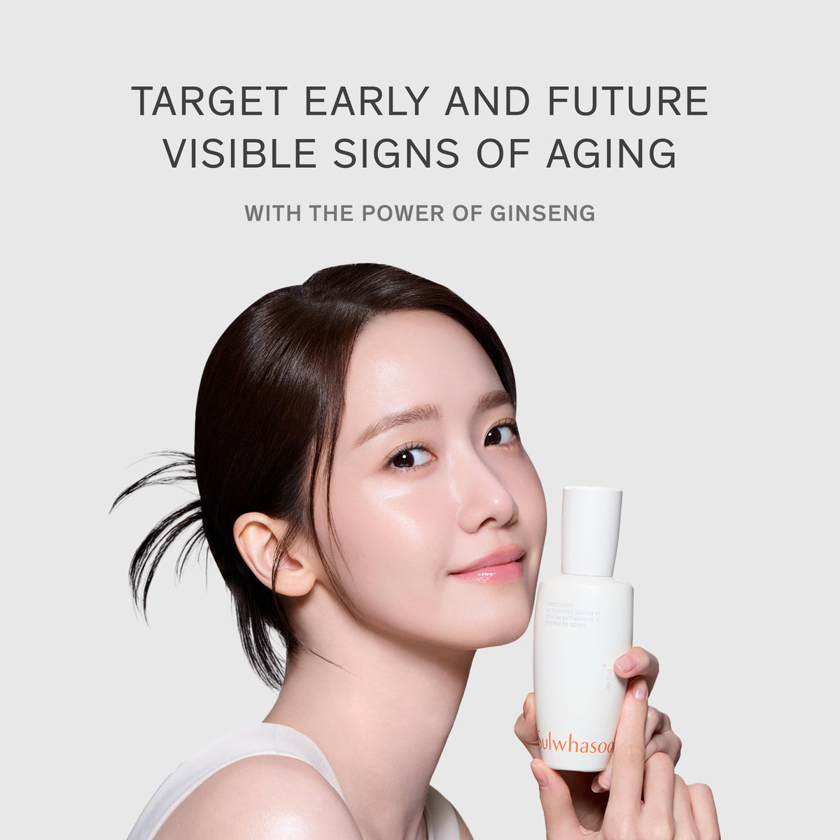 Morning routine scene with Sulwhasoo serum on vanity conveying refreshed radiant skin