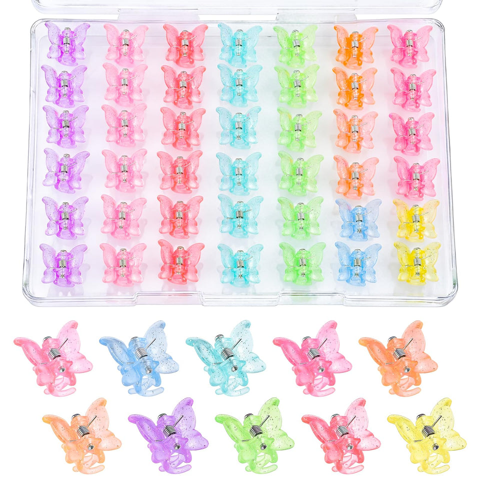 SUMAJU front packaging showing 80 colorful butterfly clips, easy selection benefit