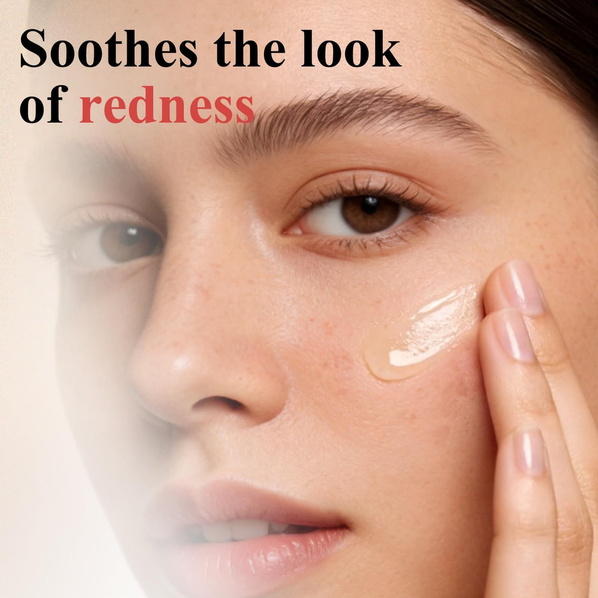 SUMAX relief serum applied to hand showing lightweight spreadability and quick absorption benefit