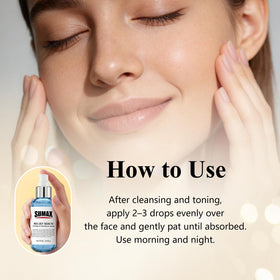 SUMAX relief serum on bathroom shelf in lifestyle scene showing everyday routine compatibility