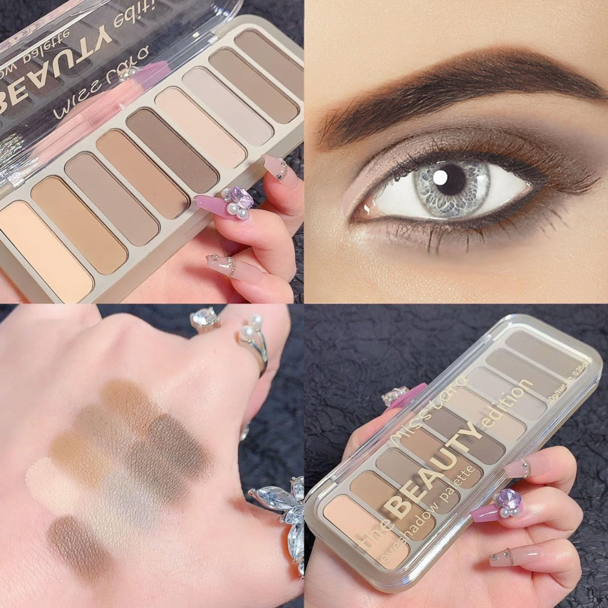 SUMEITANG applied on model demonstrating natural matte smoky eye for everyday elegance
