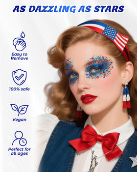 SUMEITANG worn at outdoor festival creating standout patriotic makeup and crowd-ready shine