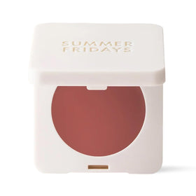 Summer Fridays front packaging showing compact balm and shade label benefits quick application