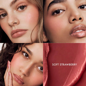 Summer Fridays close-up swipe showing soft strawberry pigment and buildable color