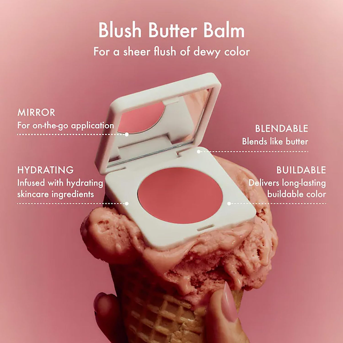 Summer Fridays open balm showing creamy texture that melts into skin
