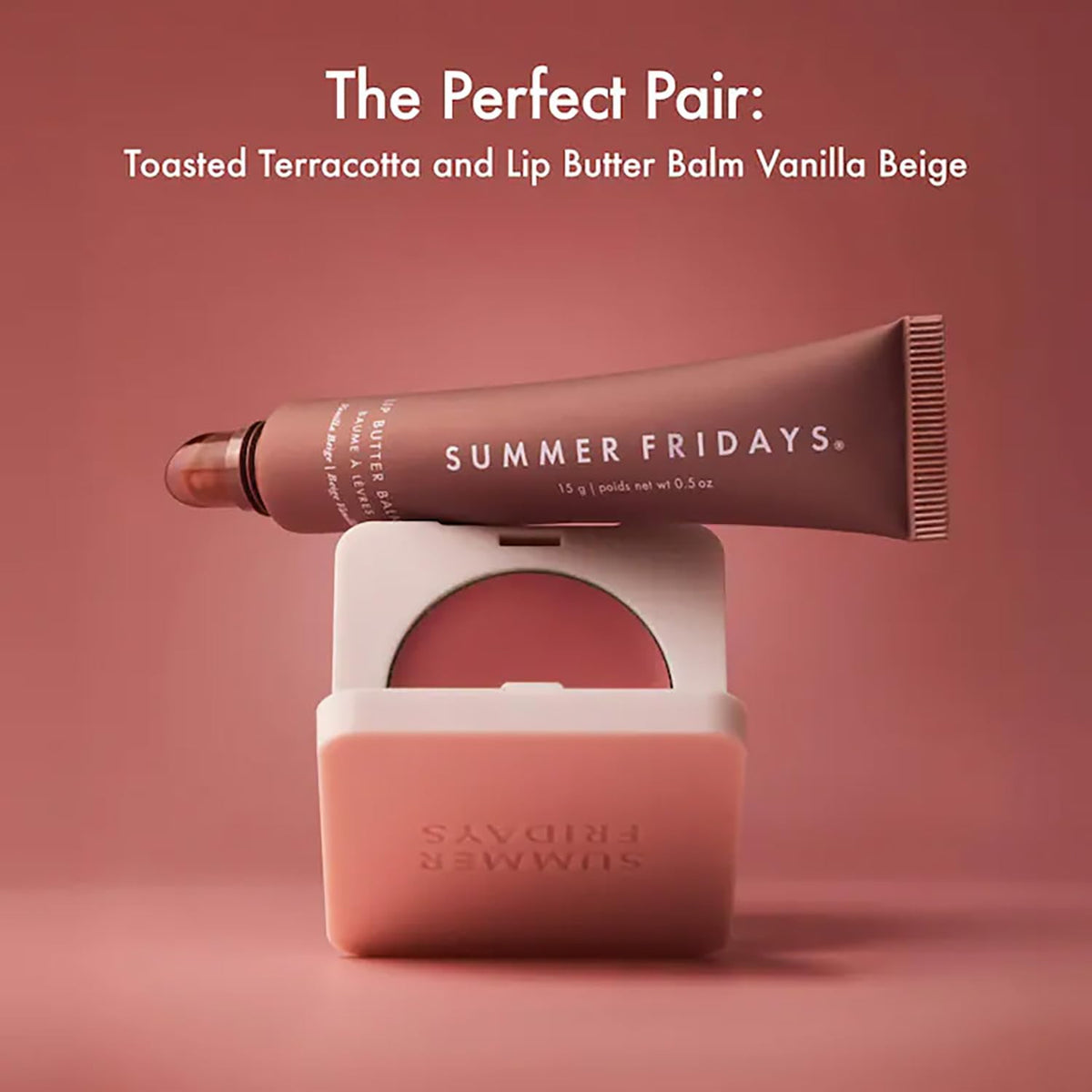Summer Fridays blush brush with product showing precise, blendable application