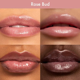 Summer Fridays Rose Bud swatch on hand showing sheer rosy tint payoff