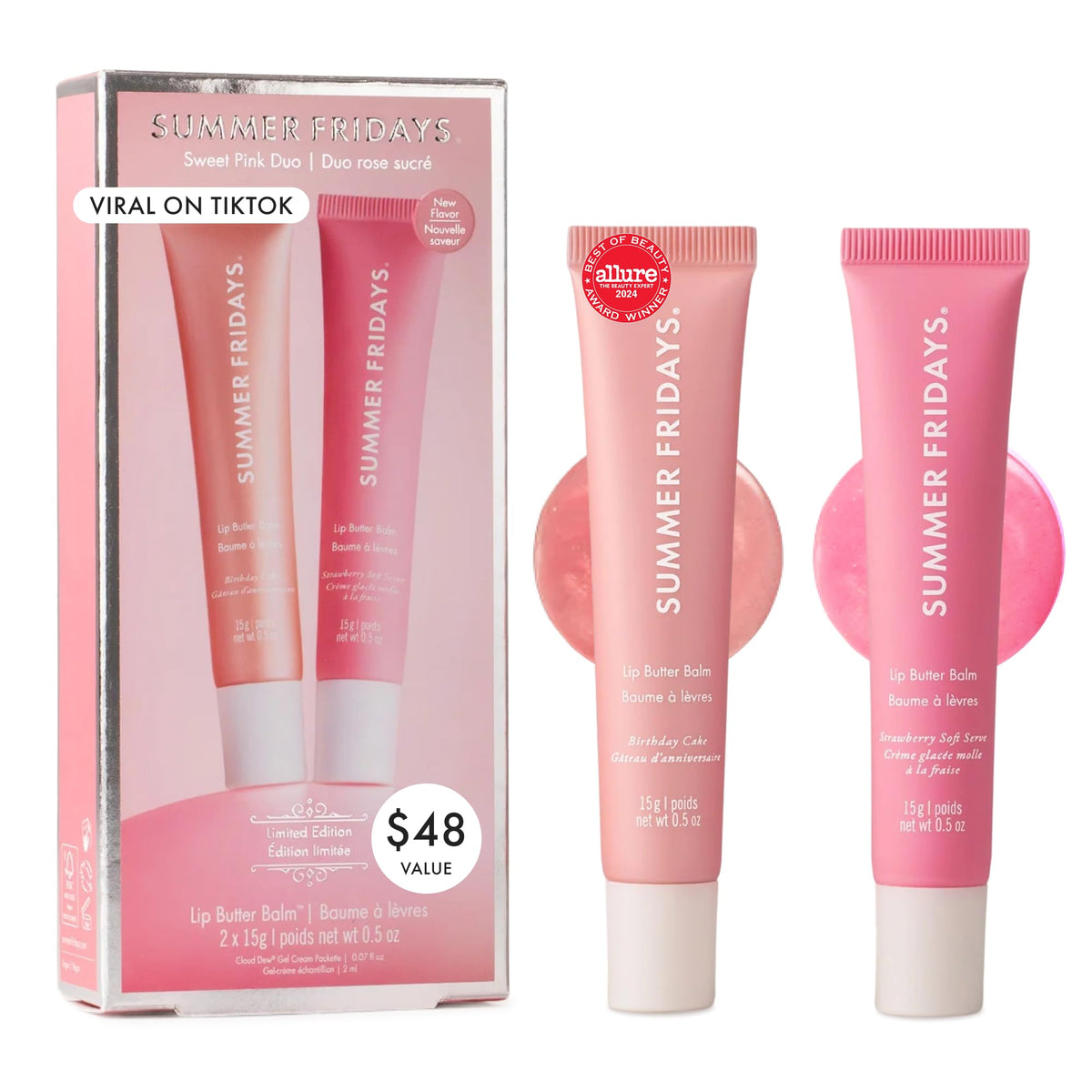 Summer Fridays duo front packaging showing both pots for easy choice and portability