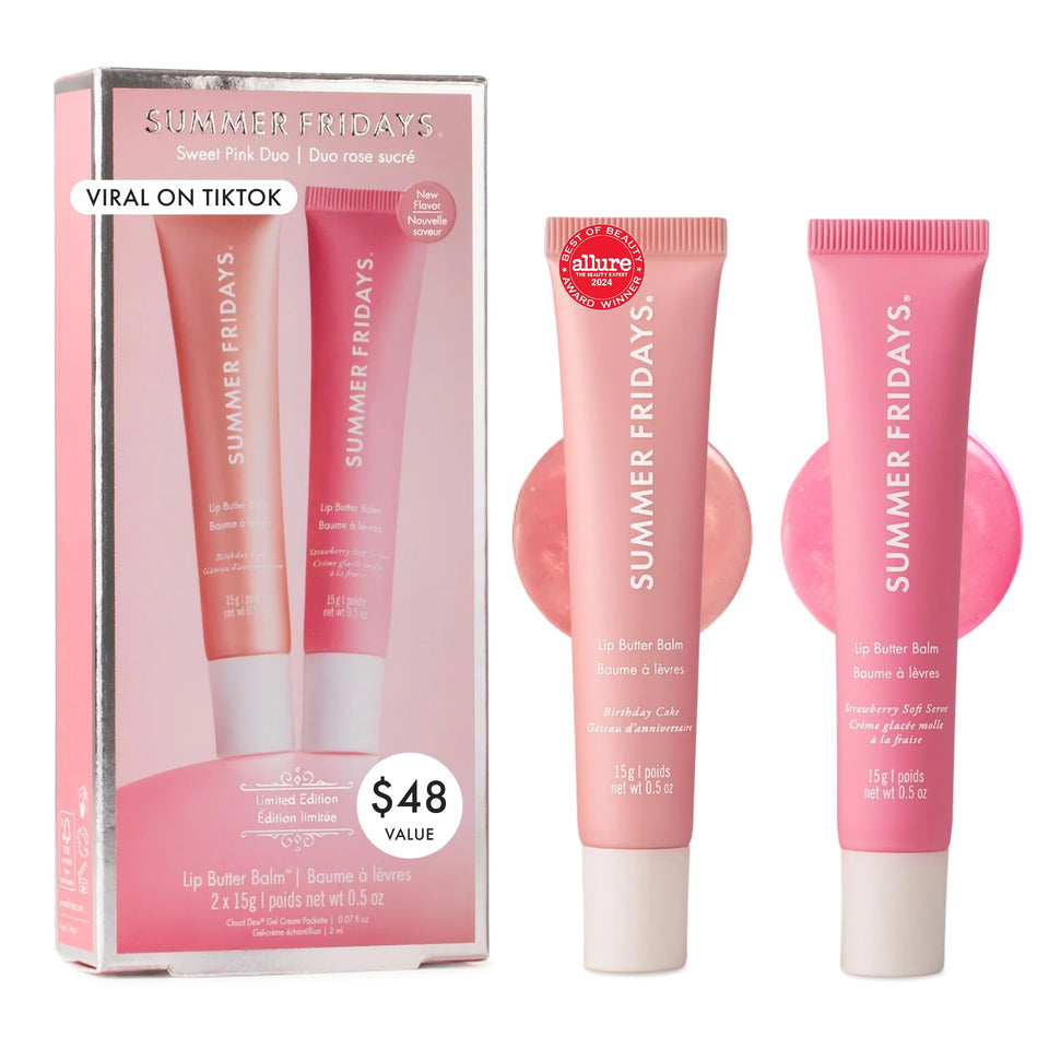 Summer Fridays duo front packaging showing both pots for easy choice and portability