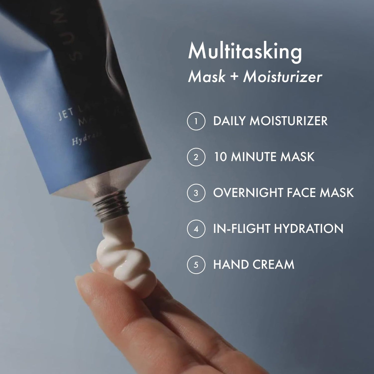 Summer Fridays ingredients display with hyaluronic acid highlighting deep hydrating benefit