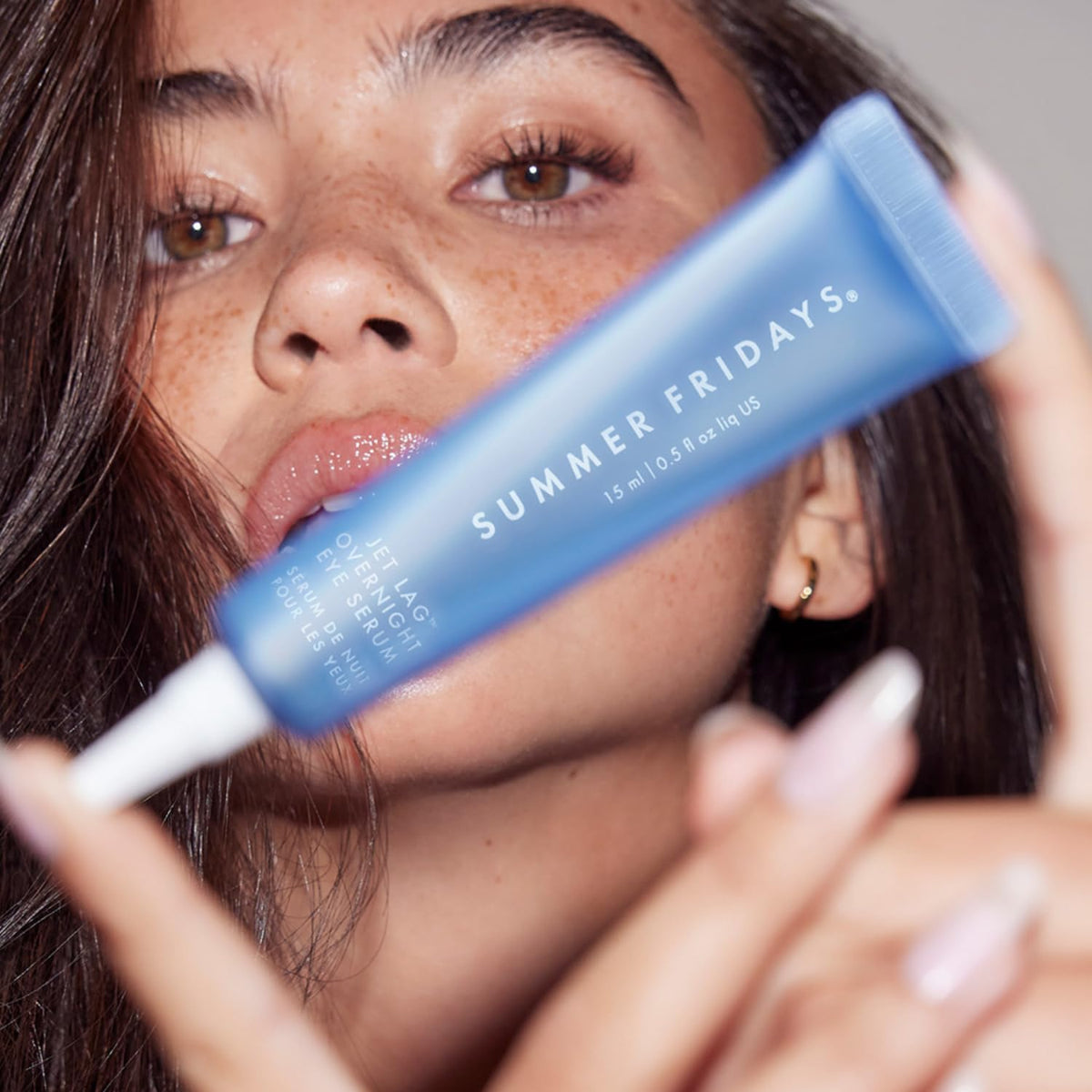 Summer Fridays serum staged in bathroom routine conveying nightly skincare layering benefit