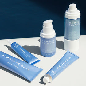 Bathroom counter scene with Summer Fridays among routine products suggesting easy daily use
