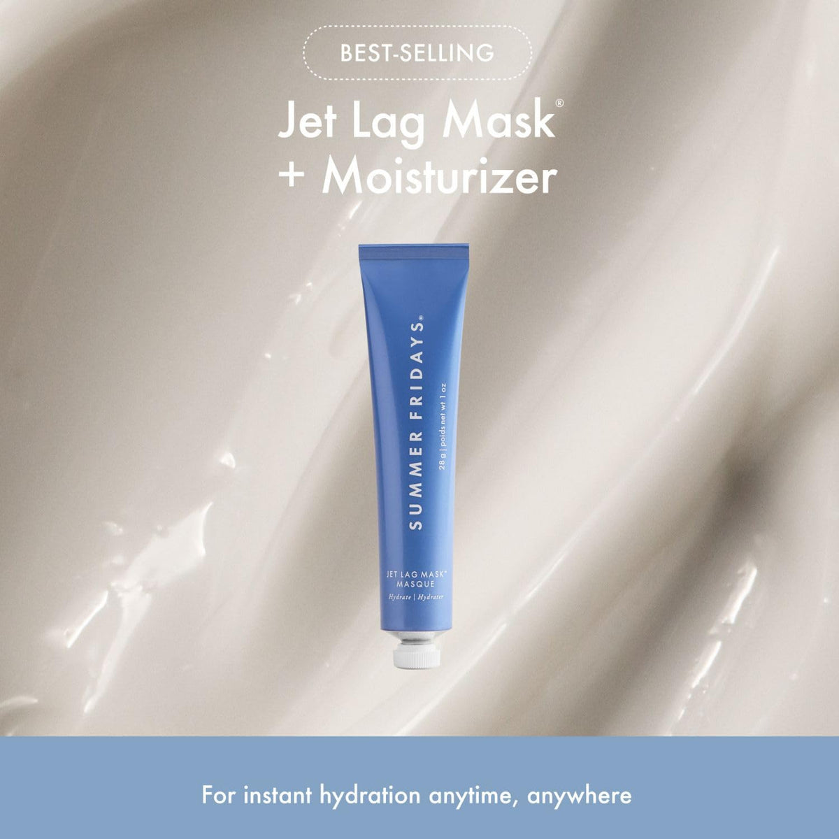 Summer Fridays Jet Lag Mask travel tube open for easy application