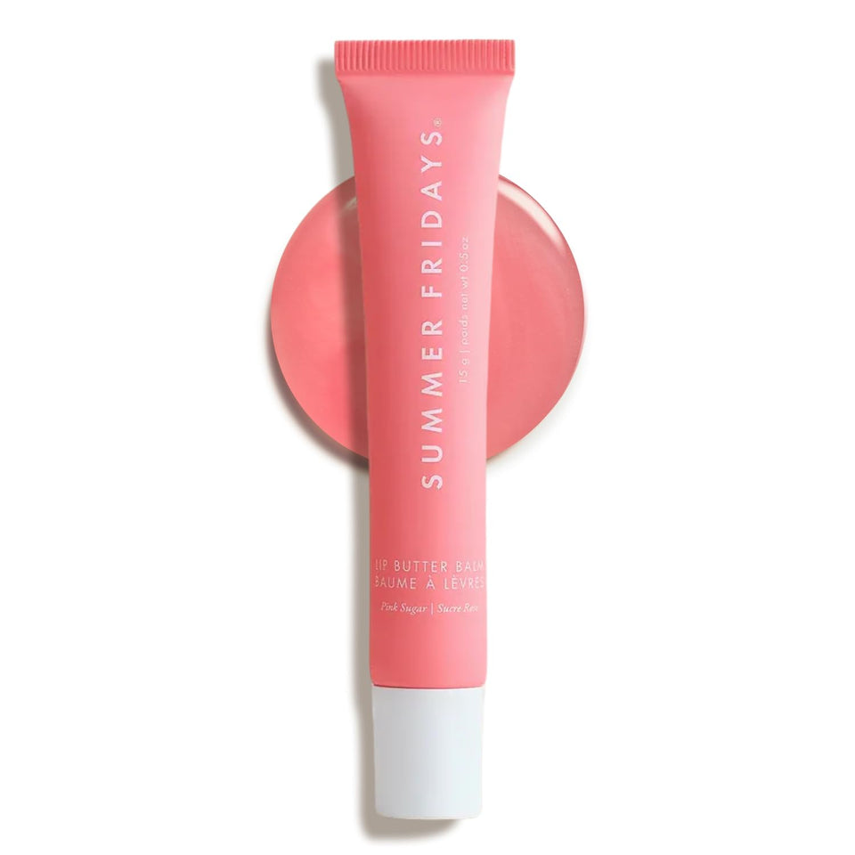 Summer Fridays front view of tube showing Pink Sugar shade and gloss finish