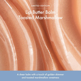 Summer Fridays Lip Butter Toasted Marshmallow swatch adds golden sheen