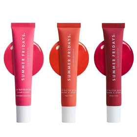 Summer Fridays front packaging showing three tinted lip balms and branding for easy selection