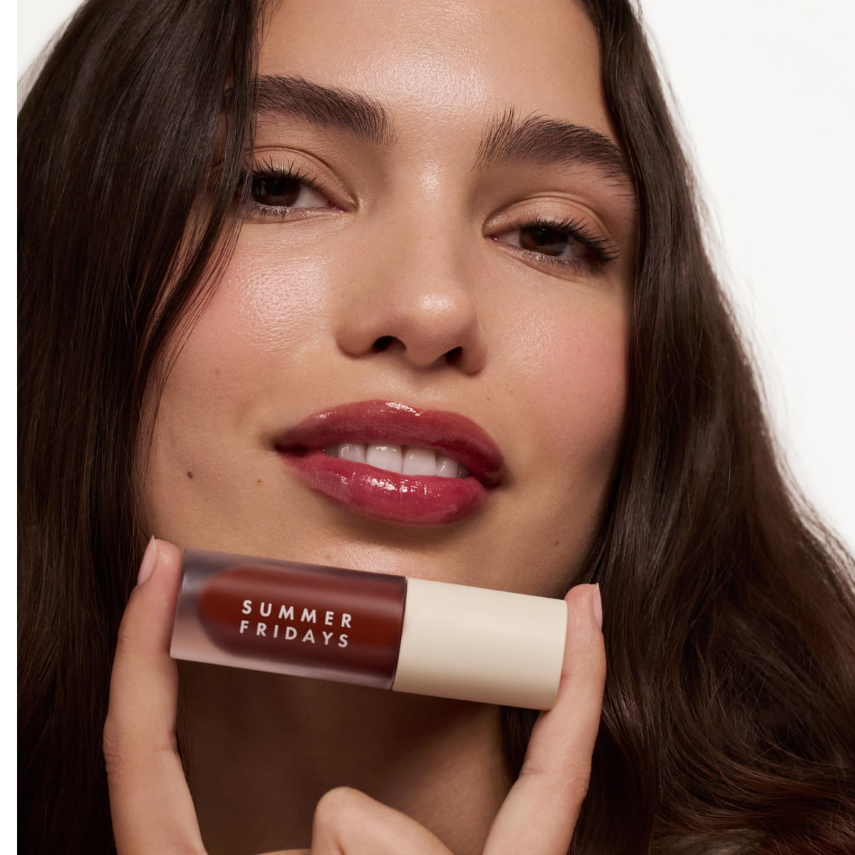 Summer Fridays texture swipe of Midnight Berry showing glossy finish and smooth coverage