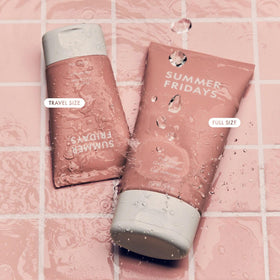Summer Fridays lather on skin demonstrating gentle foam, non-drying cleanse