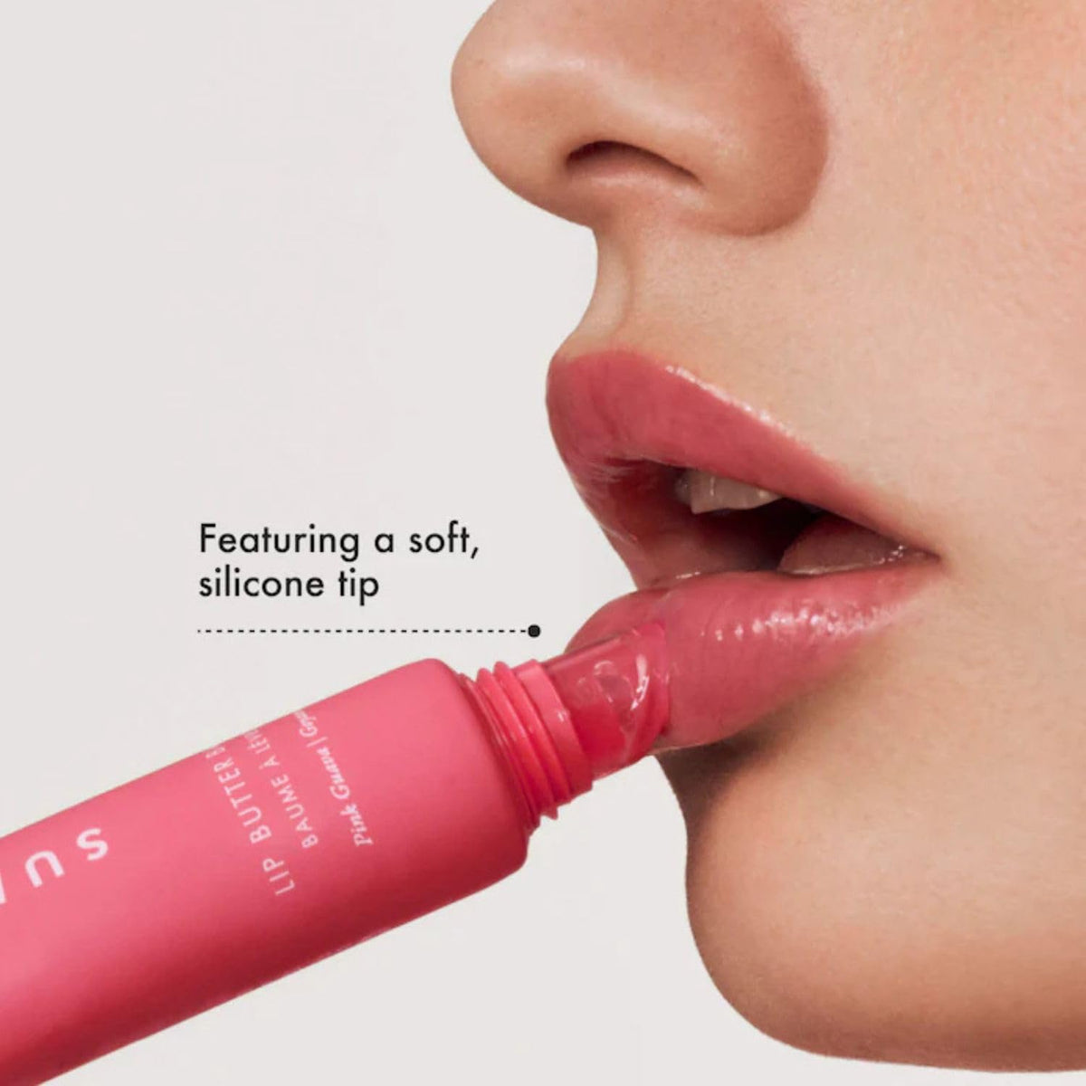 Summer Fridays Pink Guava stick open showing sheer pink tint and moisturizing benefit