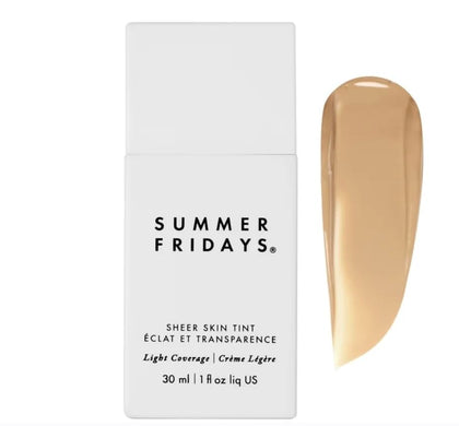Summer Fridays skin tint pack front shows shade and dewy finish
