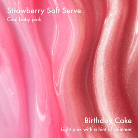 Summer Fridays Strawberry Soft Serve pot top view showing cool baby pink color