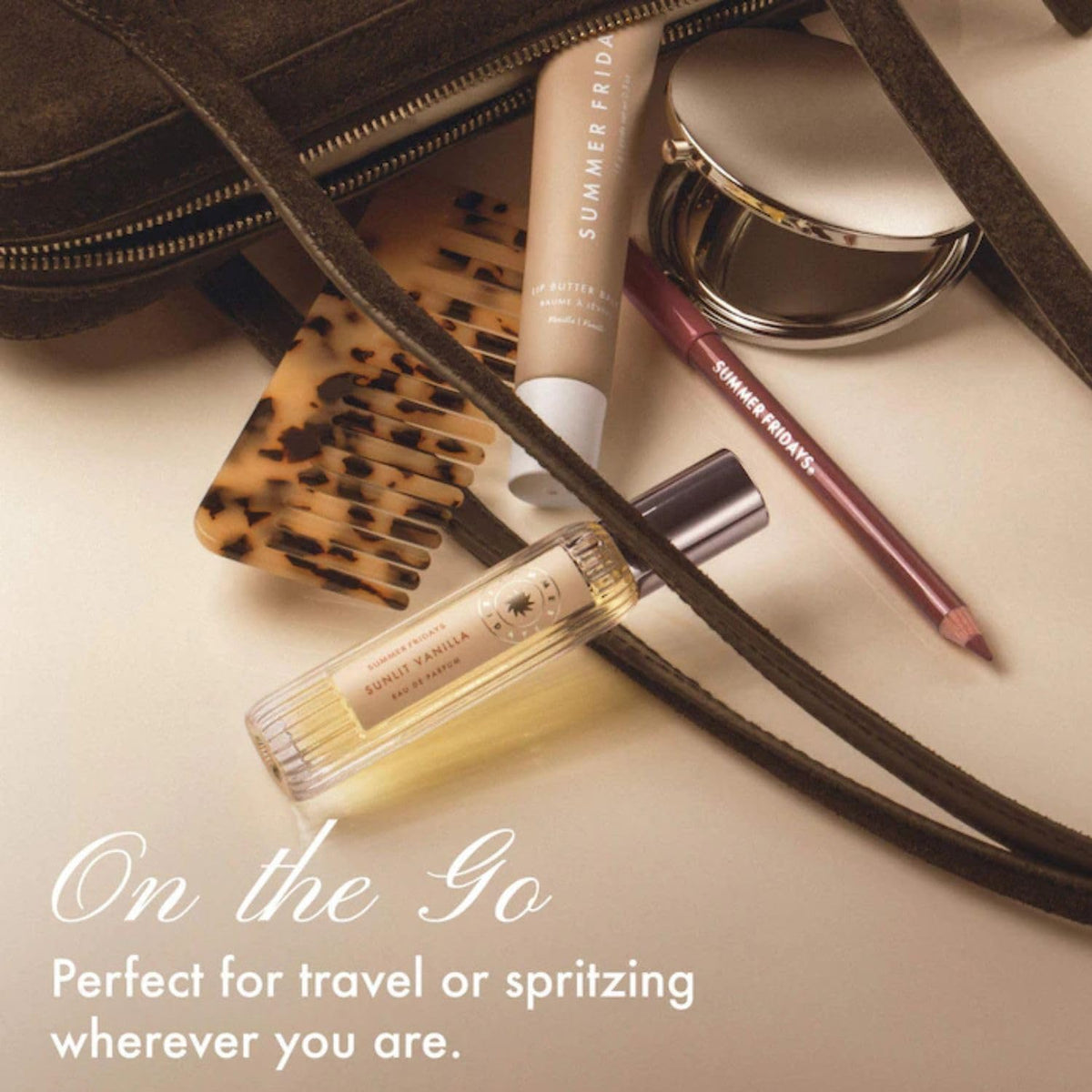 Summer Fridays amber liquid close-up emphasizing creamy texture and gourmand notes