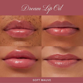 Summer Fridays lip swatch on lips revealing soft mauve sheen and softness